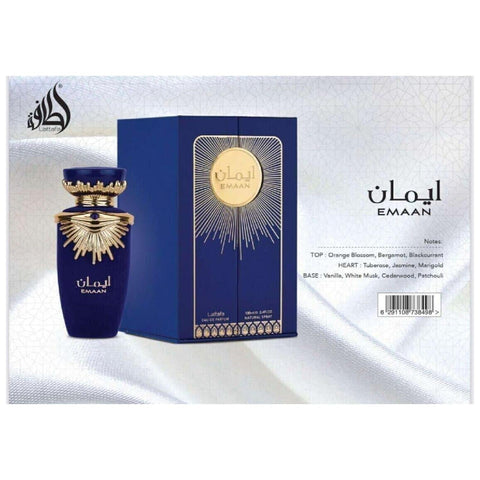 Lattafa Emaan parfum unisexe oriental épicé floral 100ml