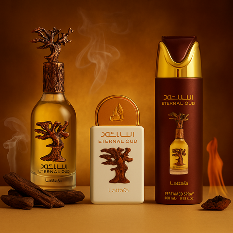Coffret Cadeau Eternal Oud Eau de Parfum 3 Pièces – Lattafa Pride