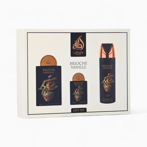 Coffret Cadeau Brioche Vanille Eau de Parfum 3 Pièces – Lattafa Pride