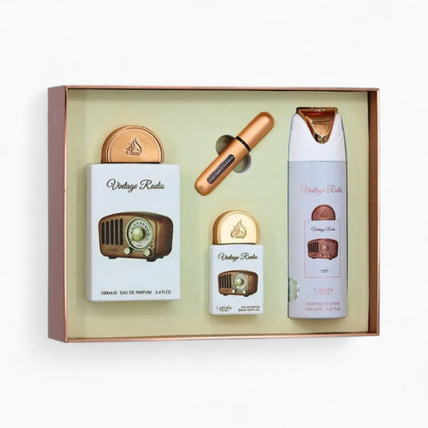 Coffret Cadeau Vintage Radio Eau de Parfum 3 Pièces – Lattafa Pride