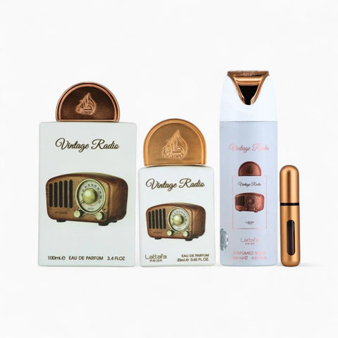 Coffret Cadeau Vintage Radio Eau de Parfum 3 Pièces – Lattafa Pride