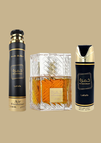 Lattafa Khamrah coffret parfum oriental spray air freshener